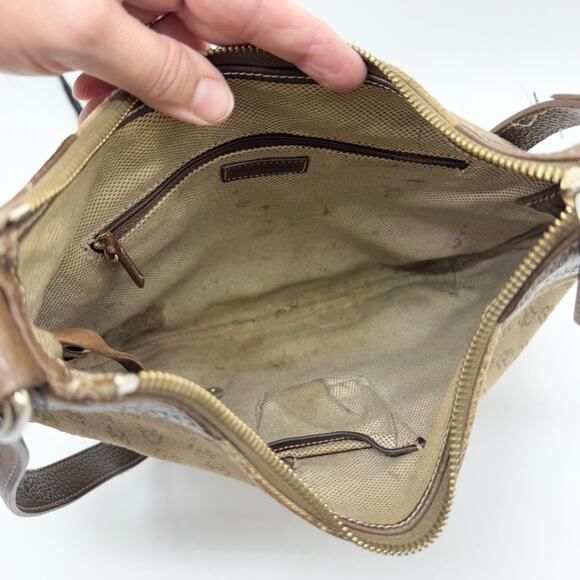 Vintage Dooney & Bourke Canvas Signature Medium Size Shoulder Bag Brown/Tan - Picture 9 of 16